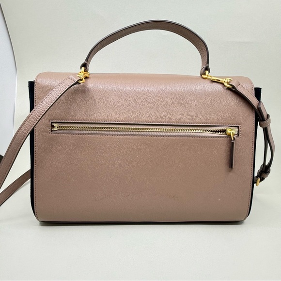 Tory Burch Juliette taupe gold Leather satchel crossbody bag - Picture 8 of 11